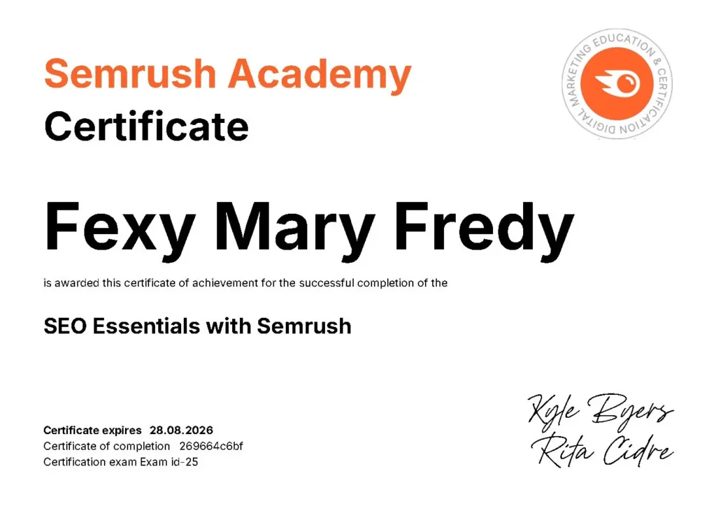 Semrush Certified Digital Marketing Freelancer in Dubai